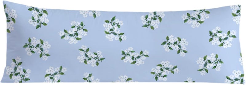 Exqcom Store Blue Hydrangea Chinoiserie Body Pillow Covers 20x54, Grandmillennial Home Decor, Girly Aesthetic Hydrangea Floral Long Body Pillow Case Cover with Hidden Zipper for Women Adults Girls - Image 1